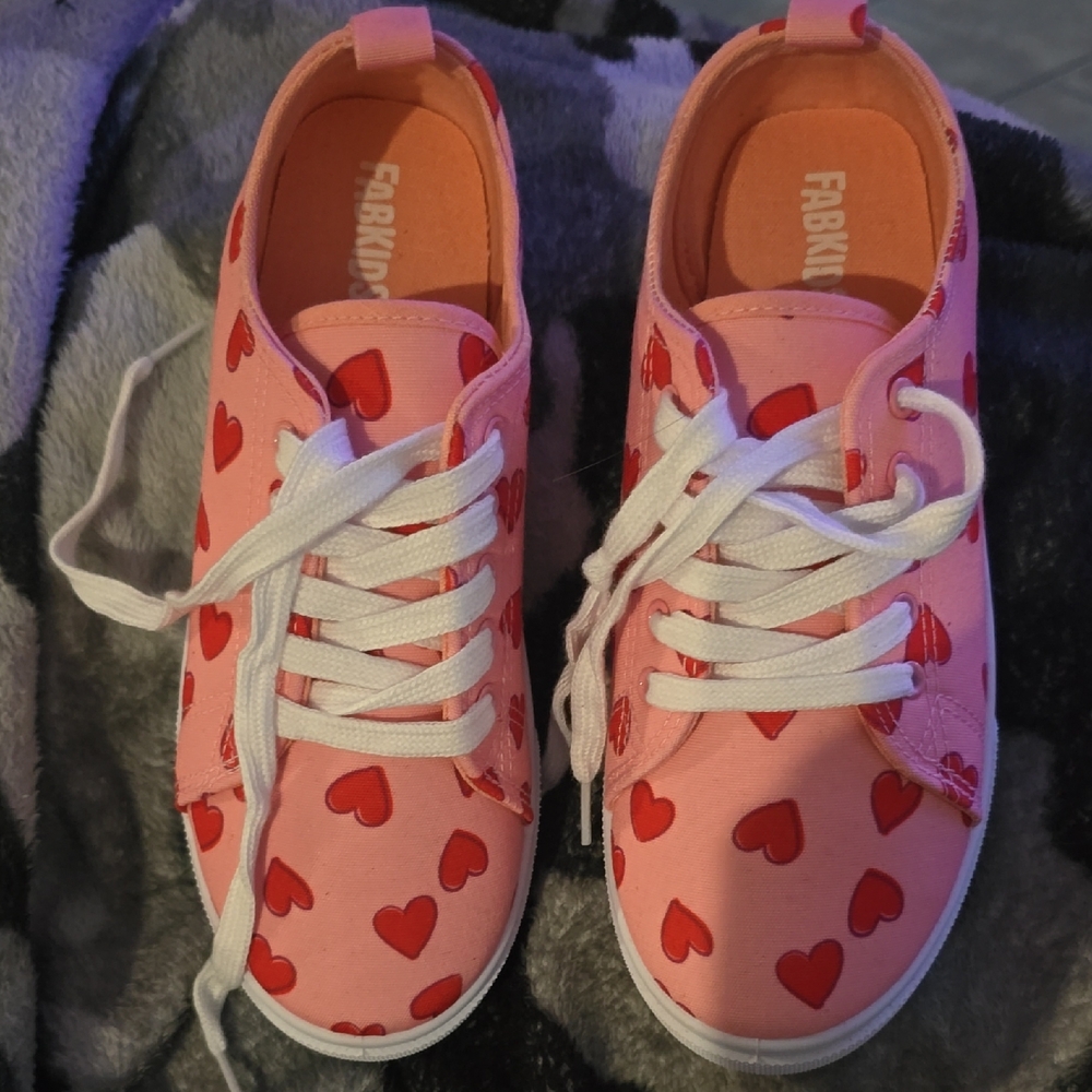 Fabkids Pink and Red Heart Sneakers